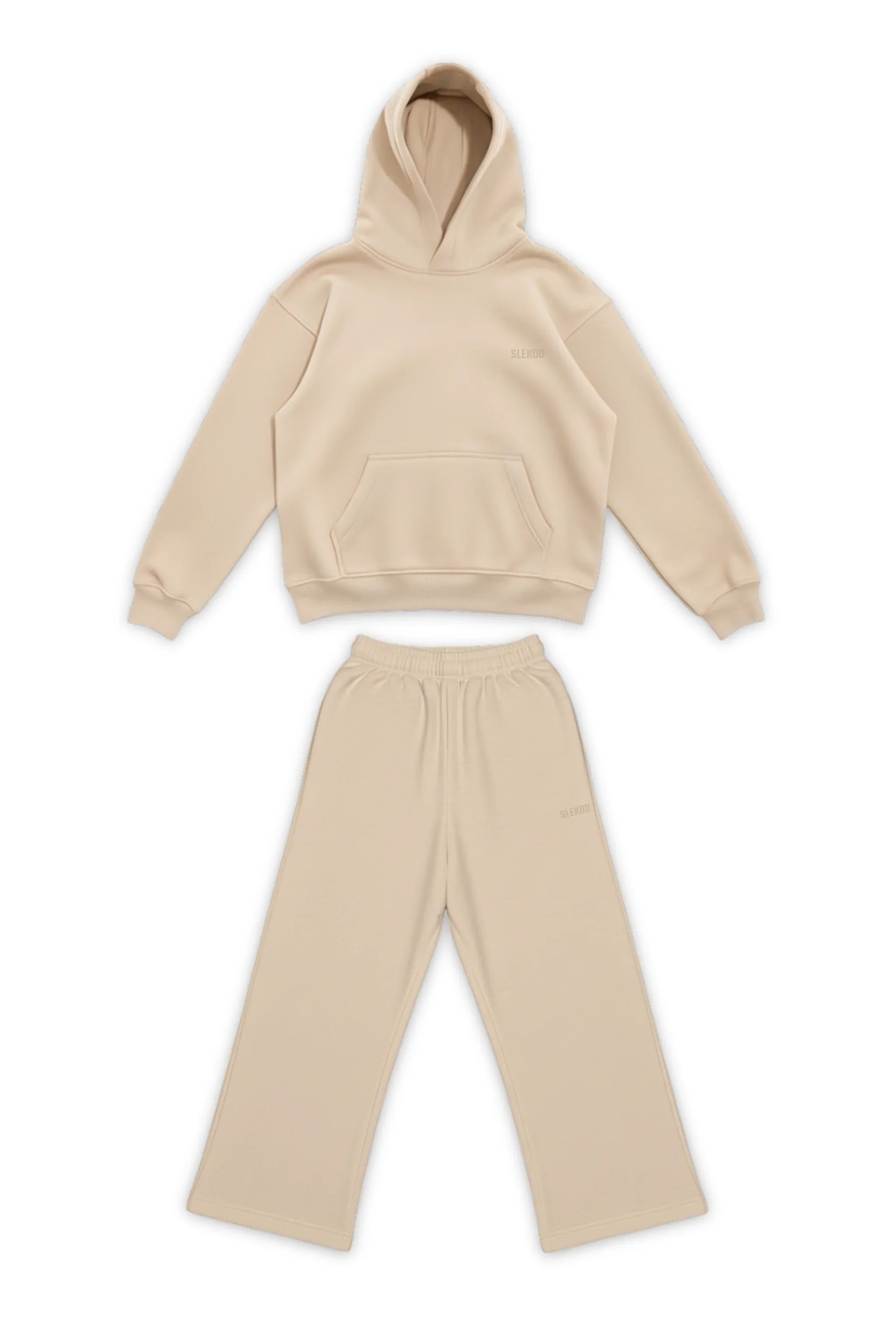 Basics Unisex Beige Tracksuit Oversize Hoodie & Baggy Sweatpants