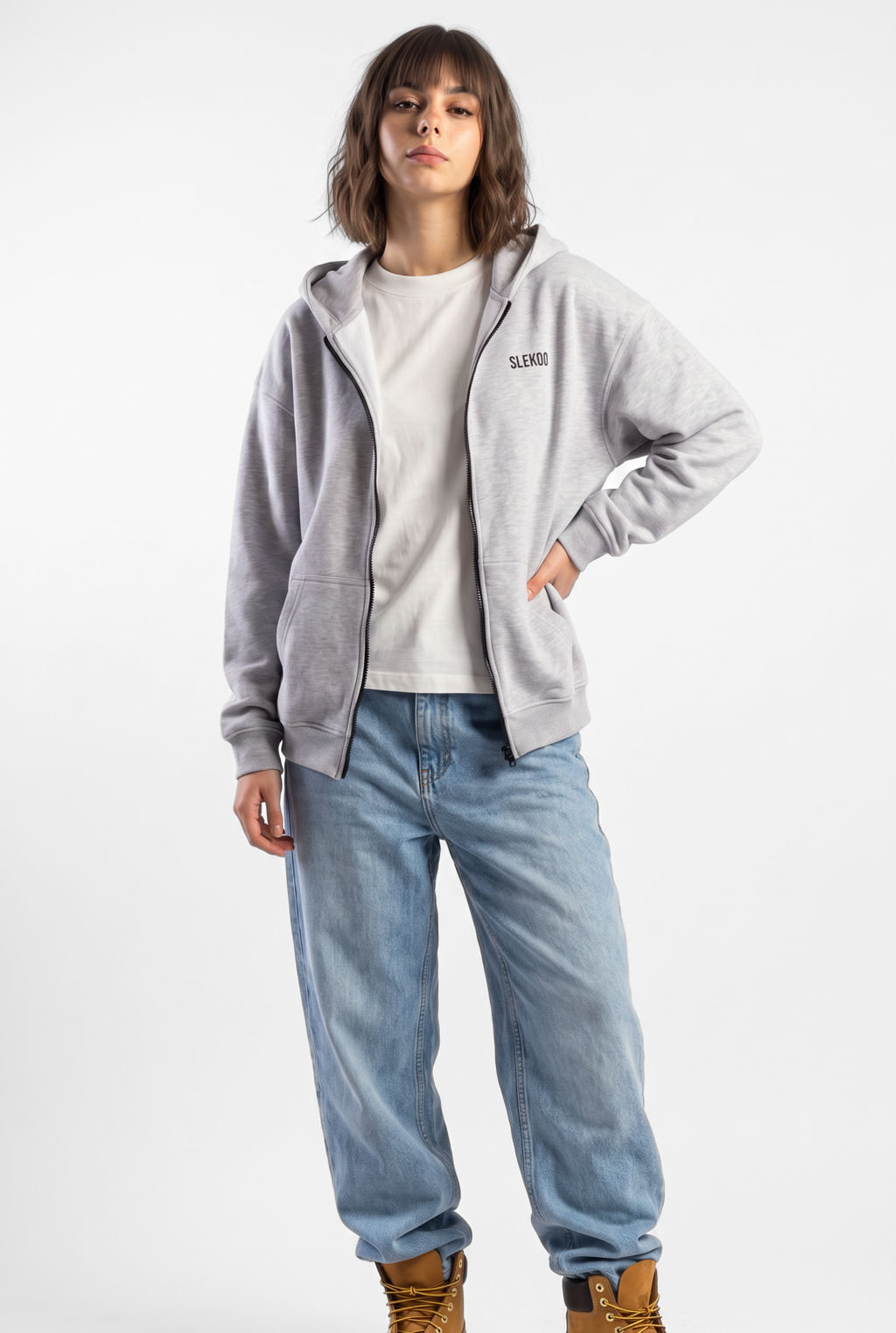 Unisex Mesh Grey Oversize 2 Way Zipper Hoodie