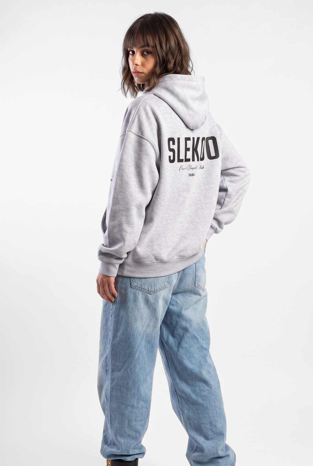 Unisex Mesh Grey Oversize Slekoo Hoodie