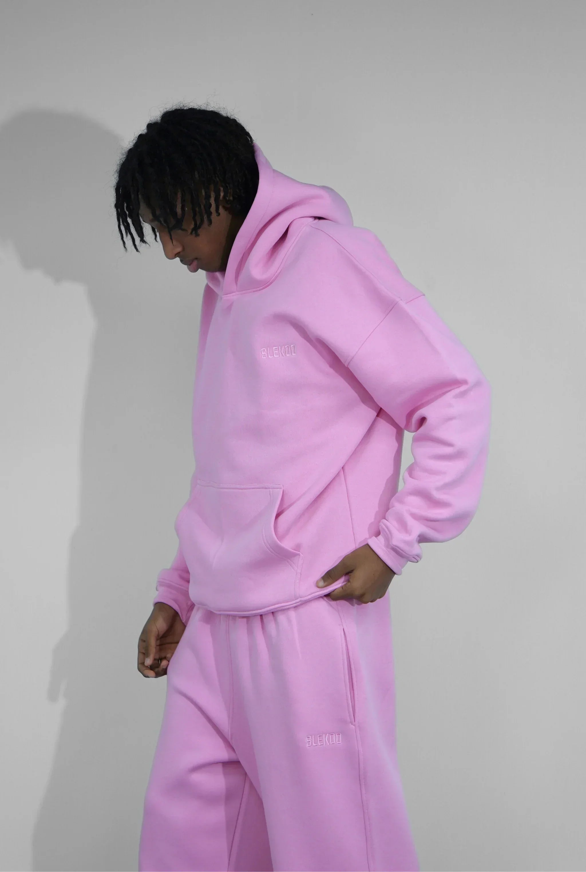 Basics Unisex Pink Tracksuit Oversize Hoodie & Baggy Sweatpants V1