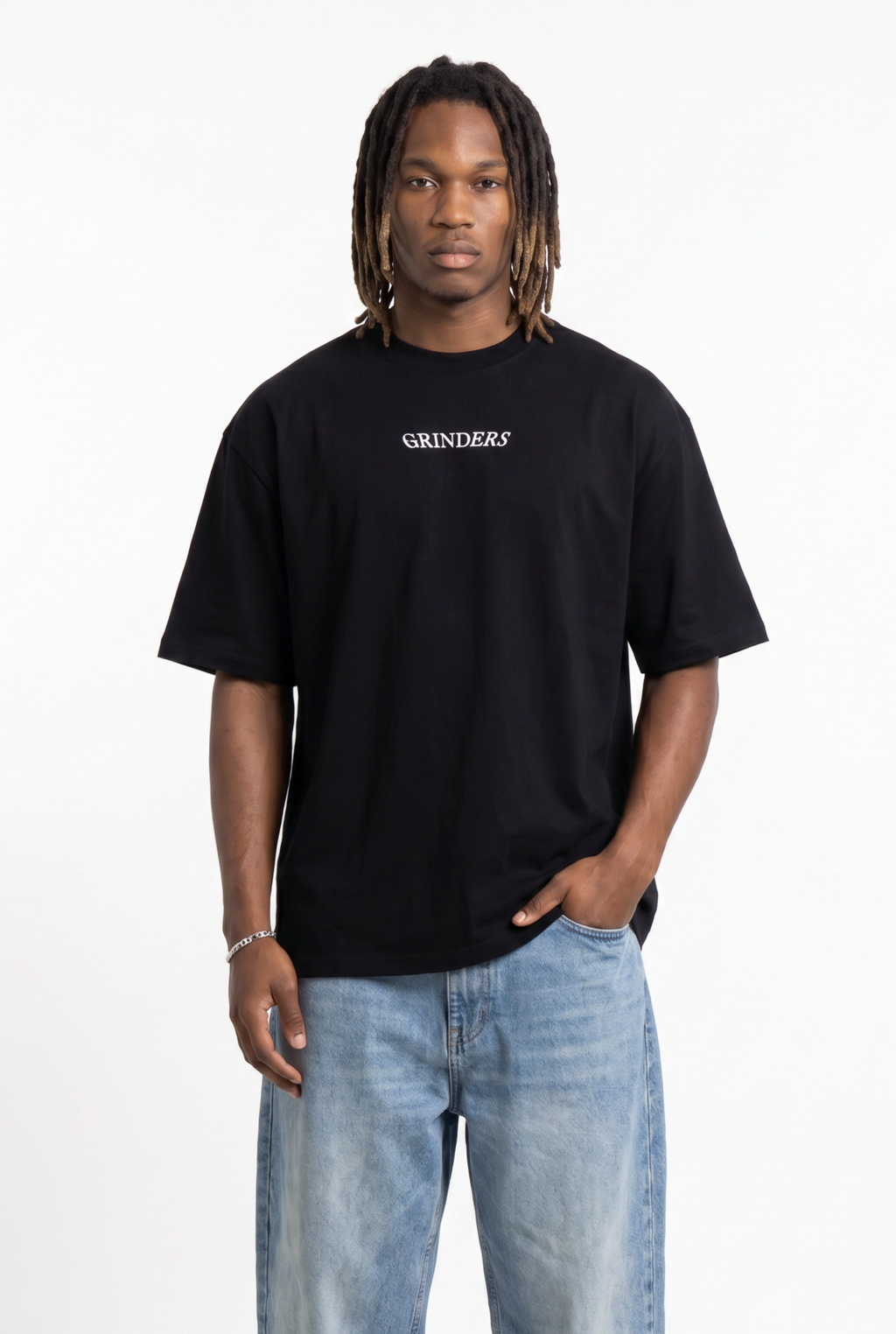 Grinders Black Unisex Oversize T-Shirt