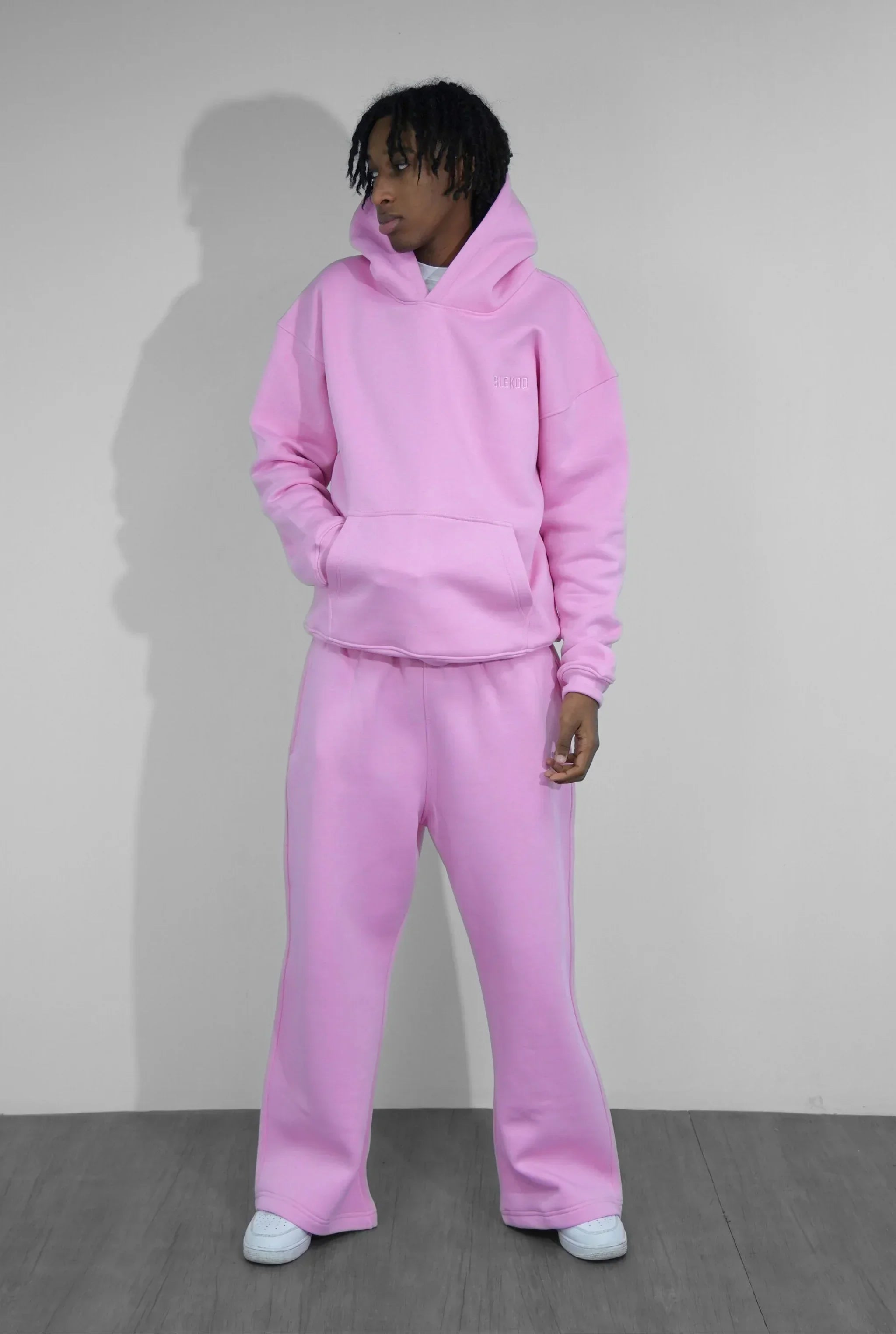 Basics Unisex Pink Tracksuit Oversize Hoodie & Baggy Sweatpants V1