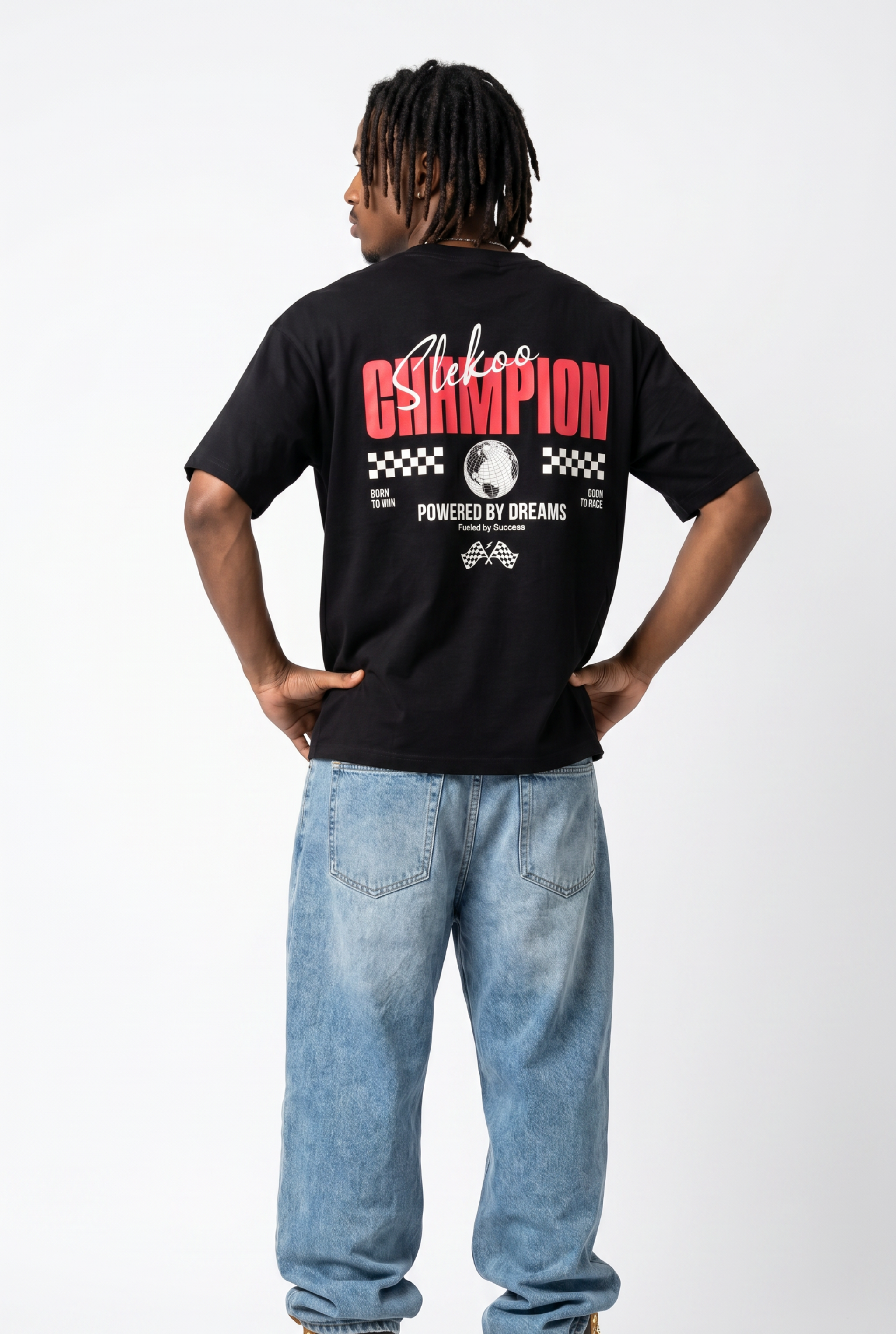 Slekoo Champion Black Unisex Oversize T-Shirt