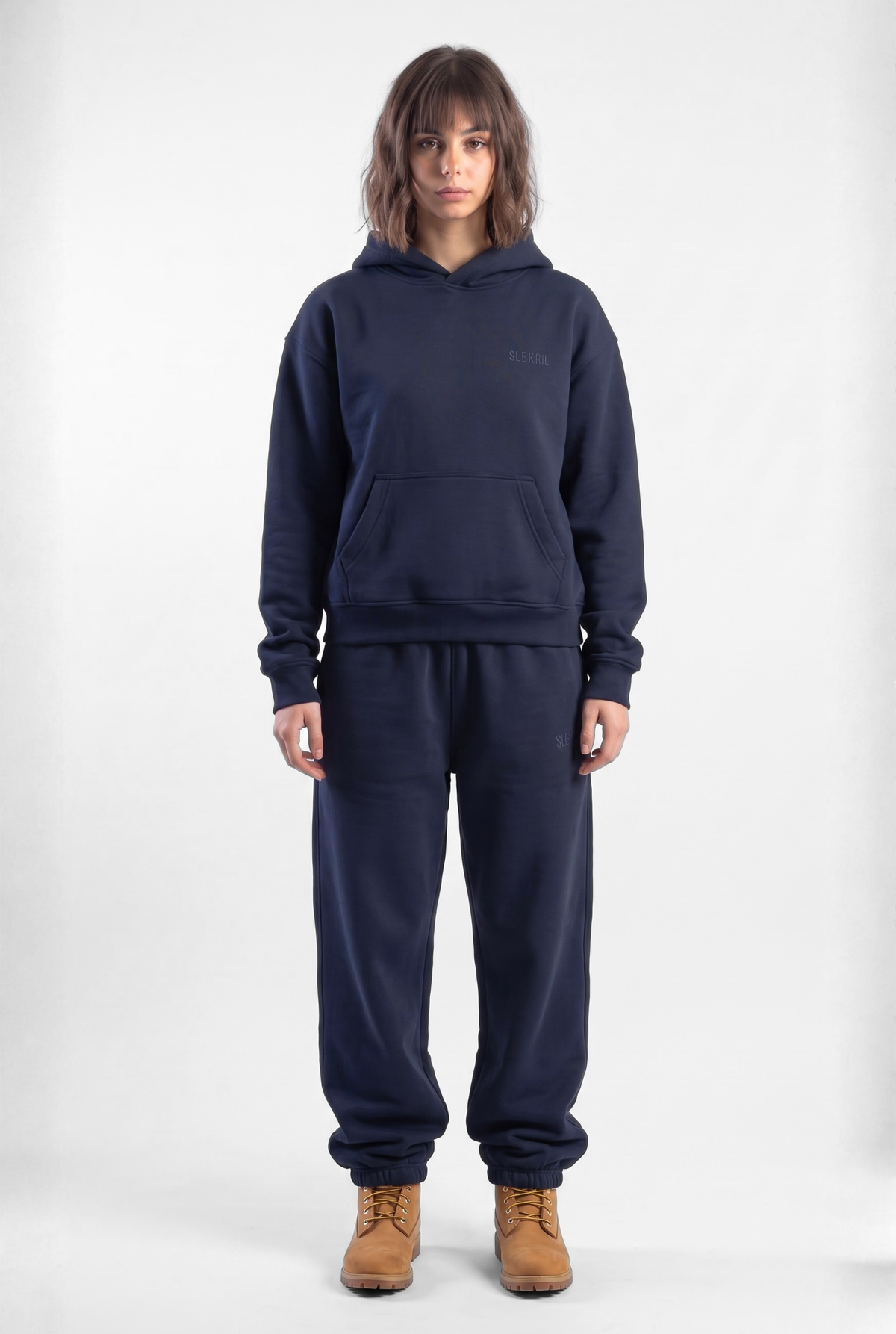 Basics Unisex Dark Navy Tracksuit Oversize Hoodie & Closed Bottom Sweatpants