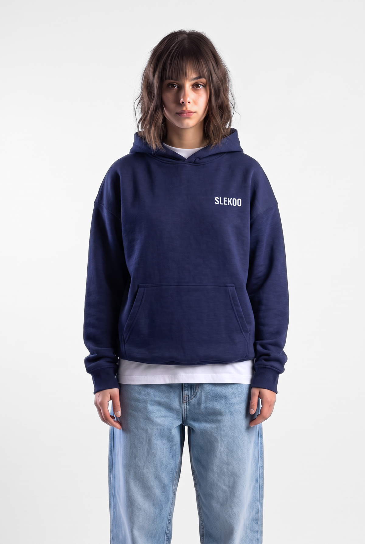 Unisex Navy Oversize Slekoo Hoodie
