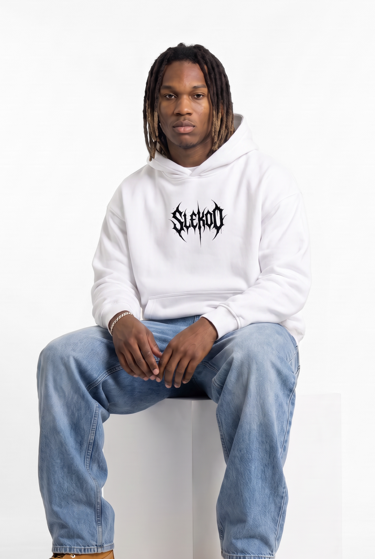 Metallic White Unisex Oversize Hoodie