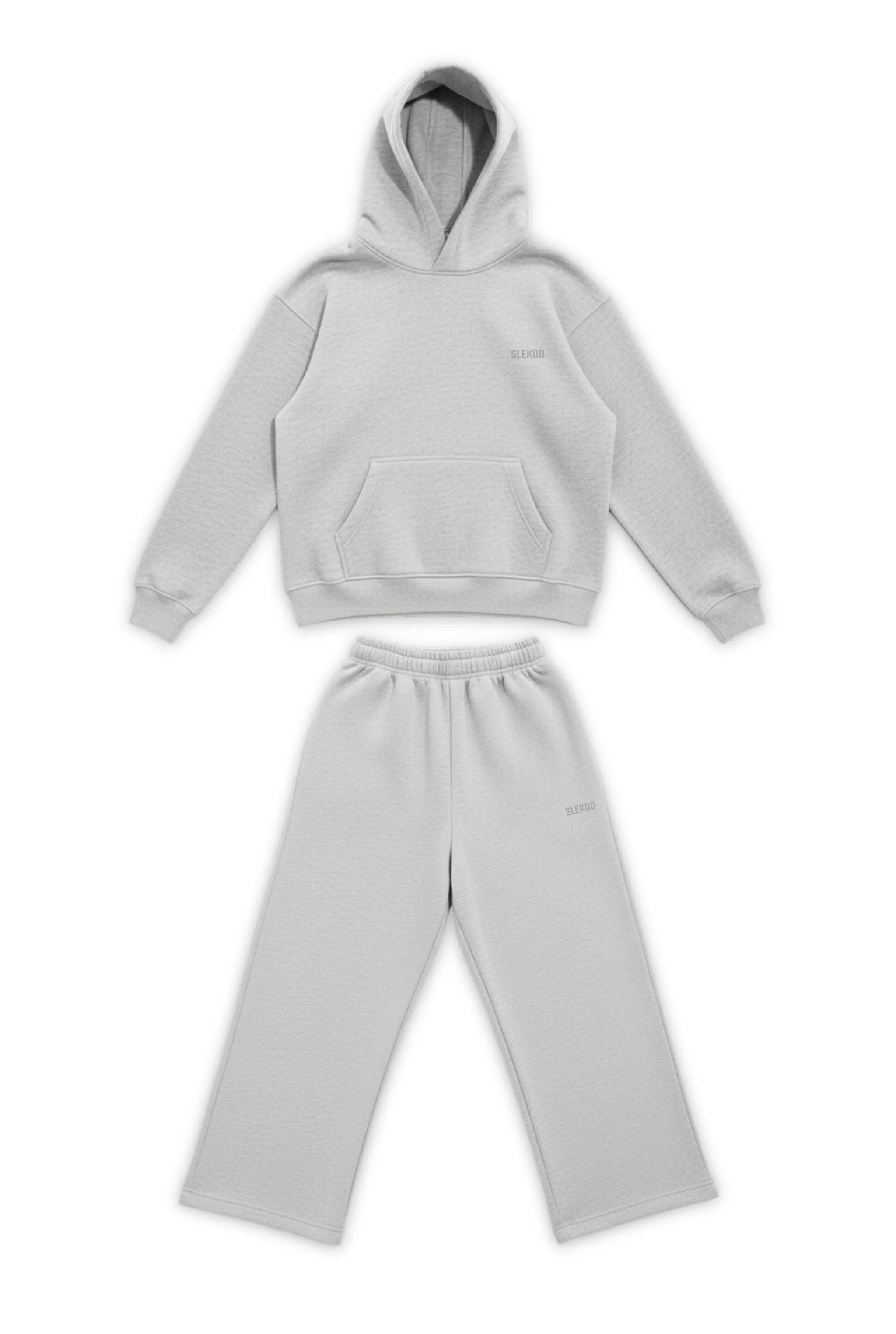 Basics Unisex Mesh Grey Tracksuit Oversize Hoodie & Baggy Sweatpants V1