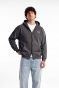 Unisex Stone Grey Oversize 2 Way Zipper Hoodie