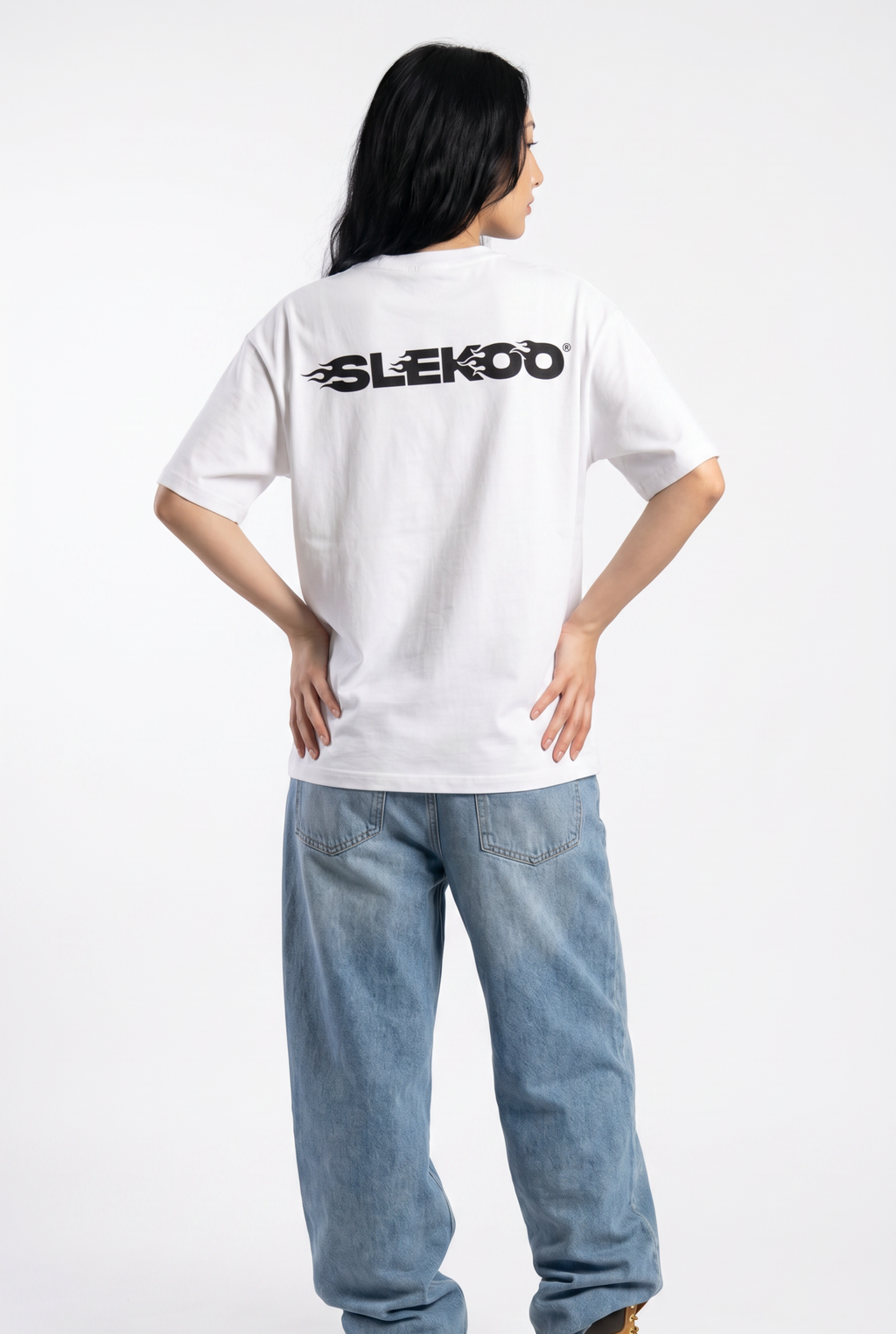 Slekoo Flame White Unisex Oversize T-Shirt
