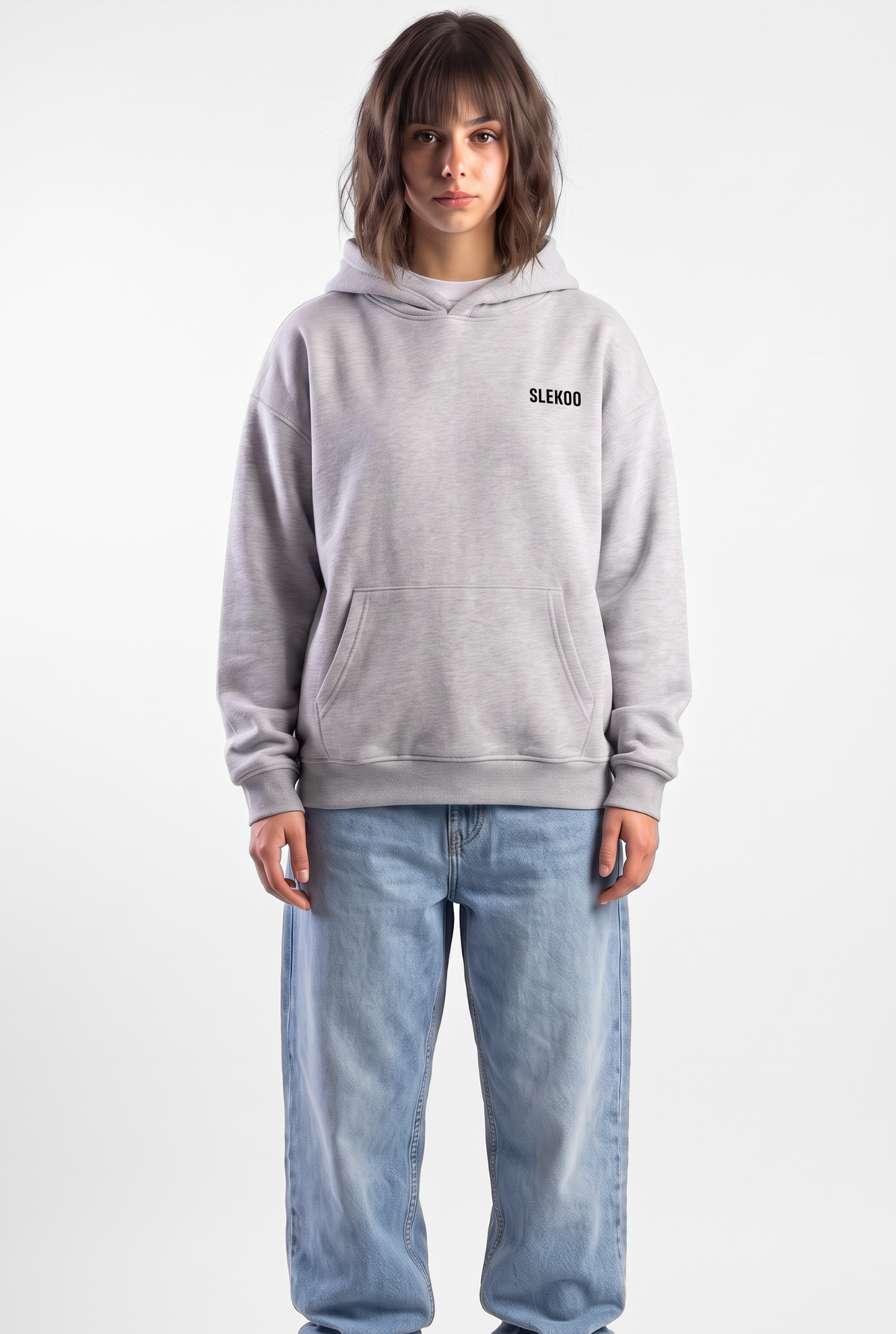 Unisex Mesh Grey Oversize Slekoo Hoodie