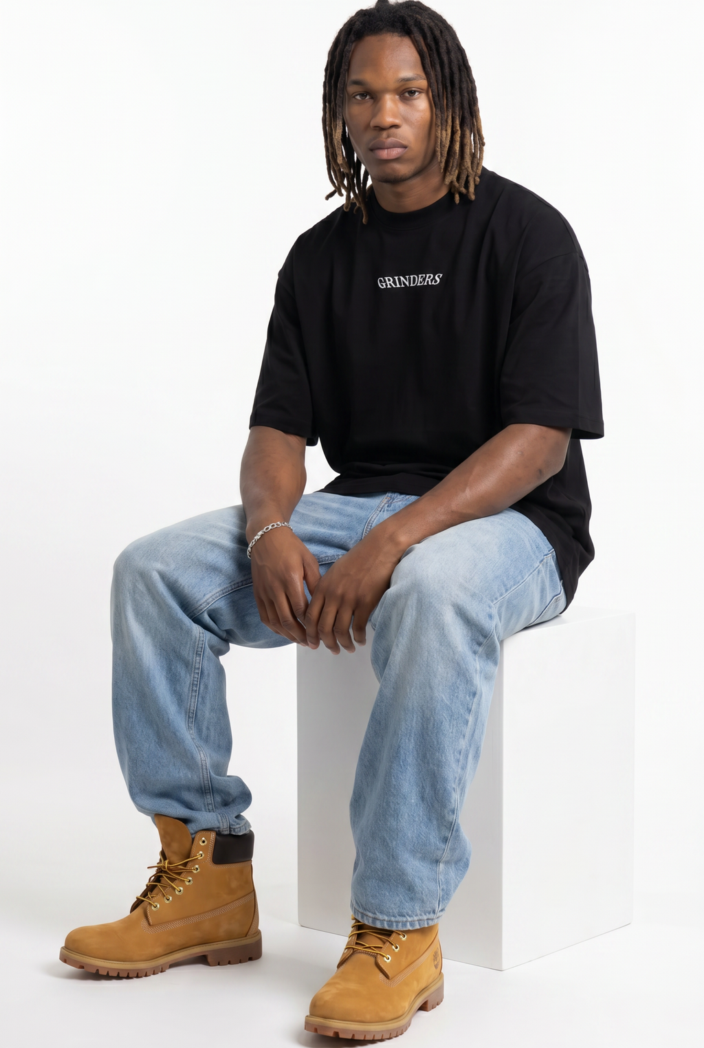 Grinders Black Unisex Oversize T-Shirt