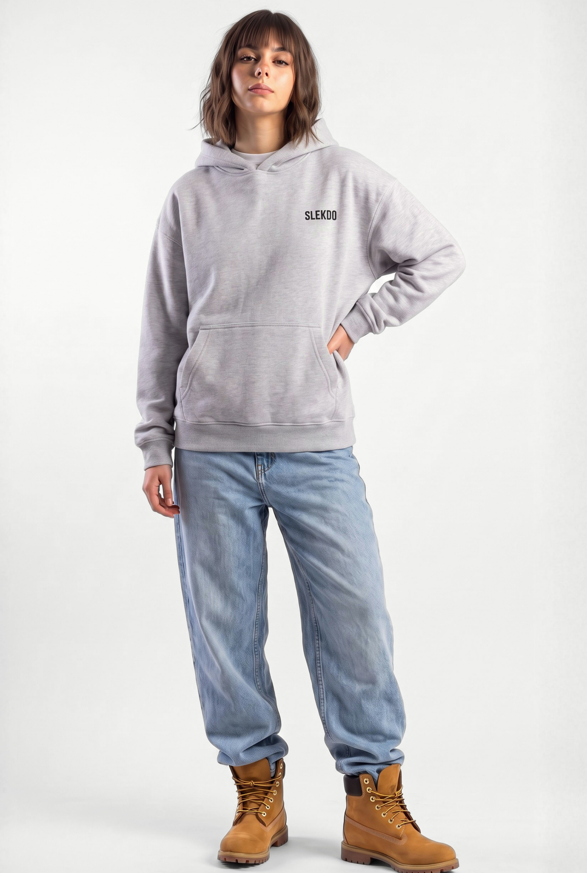 Unisex Mesh Grey Oversize Slekoo Hoodie