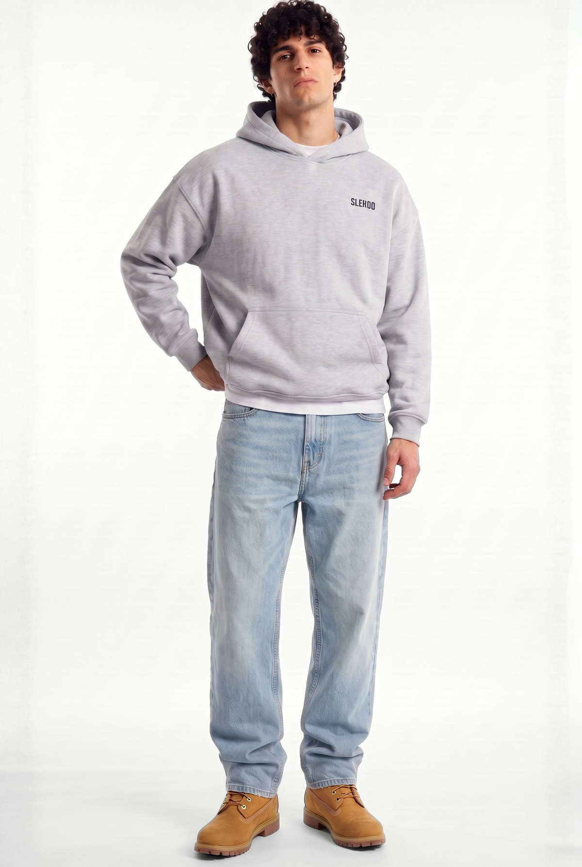 Unisex Mesh Grey Oversize Slekoo Hoodie