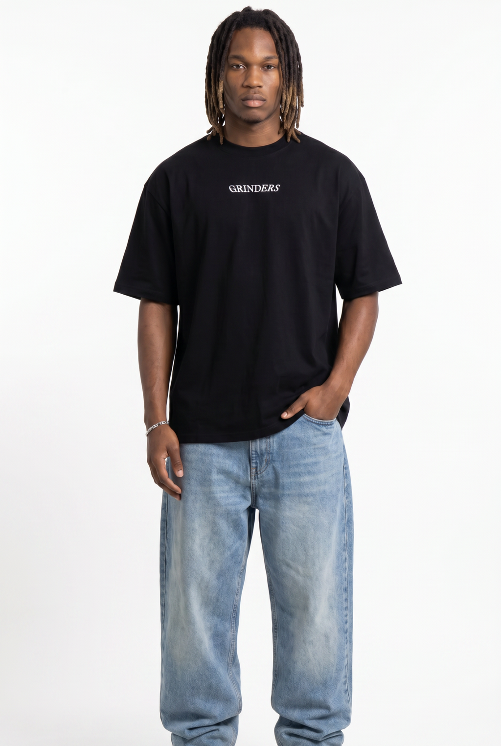 Grinders Black Unisex Oversize T-Shirt