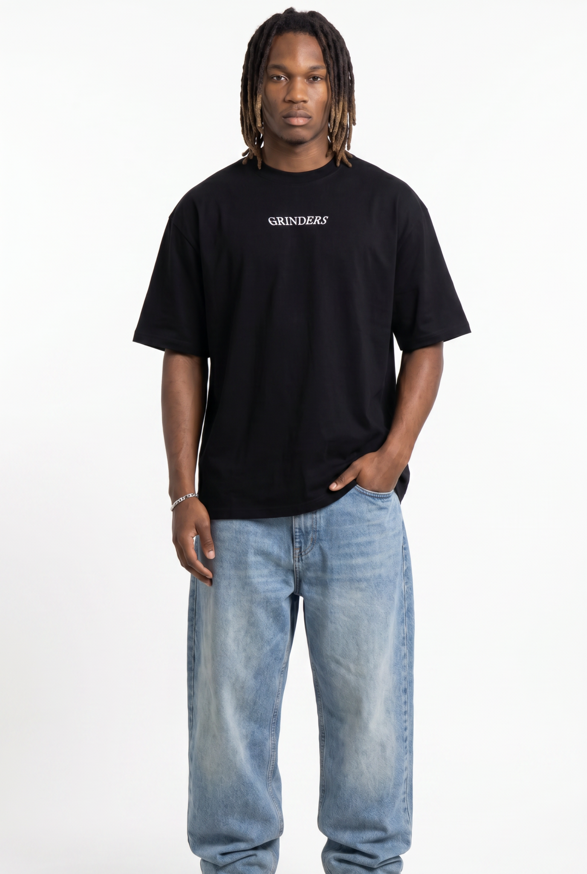 Grinders Black Unisex Oversize T-Shirt