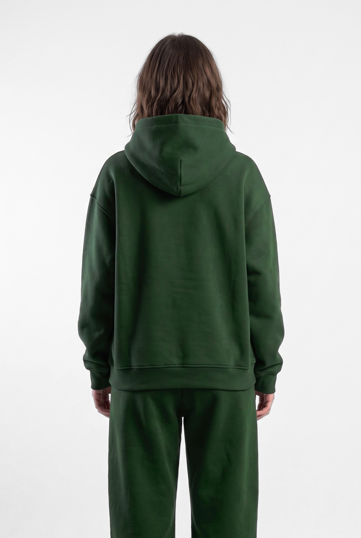Basics Unisex Deep Green Tracksuit Oversize Hoodie & Closed Bottom Sweatpants