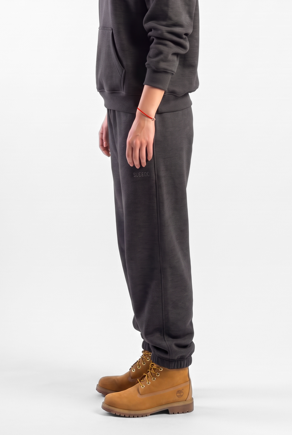 Basics Unisex Stone Grey Tracksuit Oversize Hoodie & Closed Bottom Sweatpants