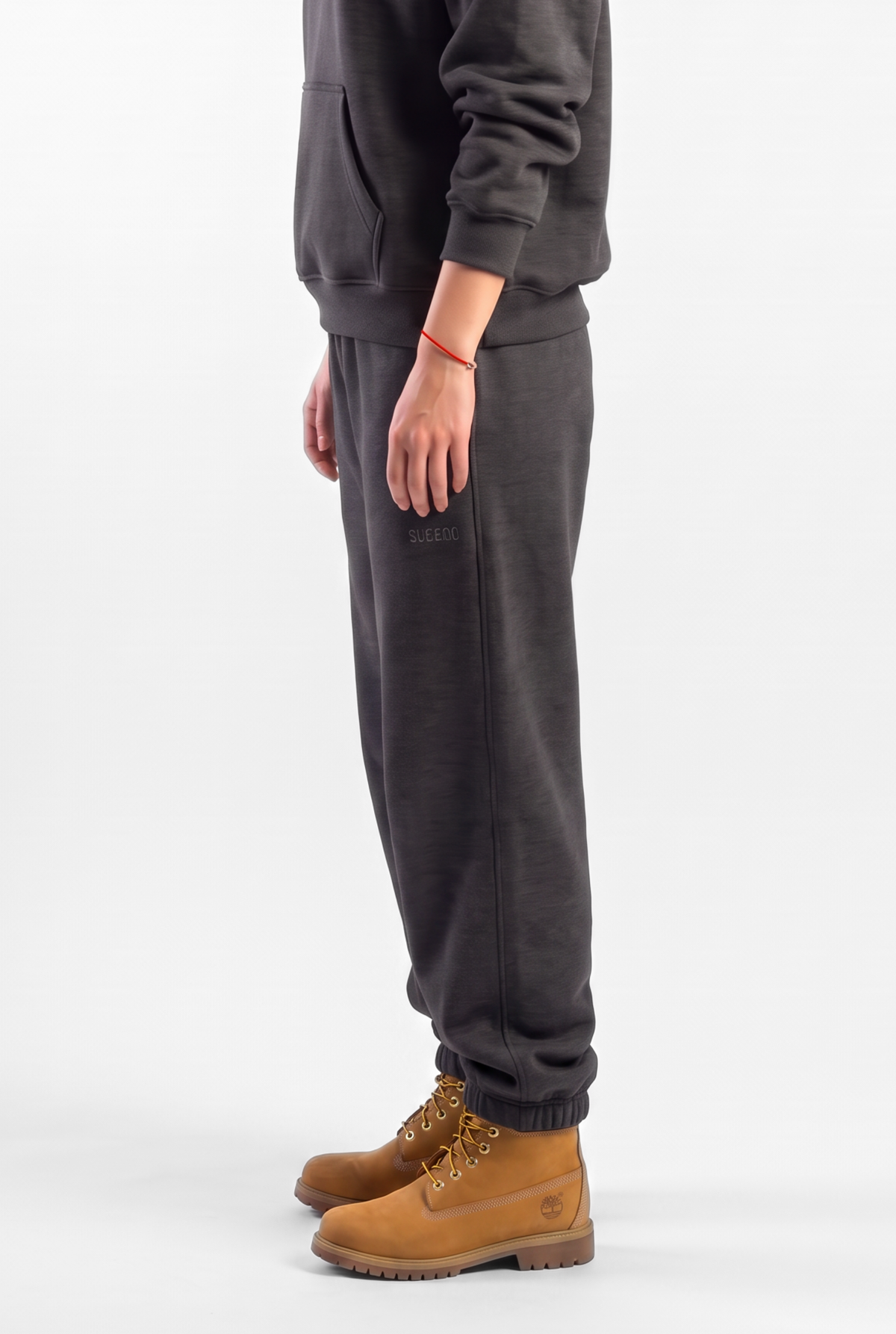 Basics Unisex Stone Grey Tracksuit Oversize Hoodie & Closed Bottom Sweatpants