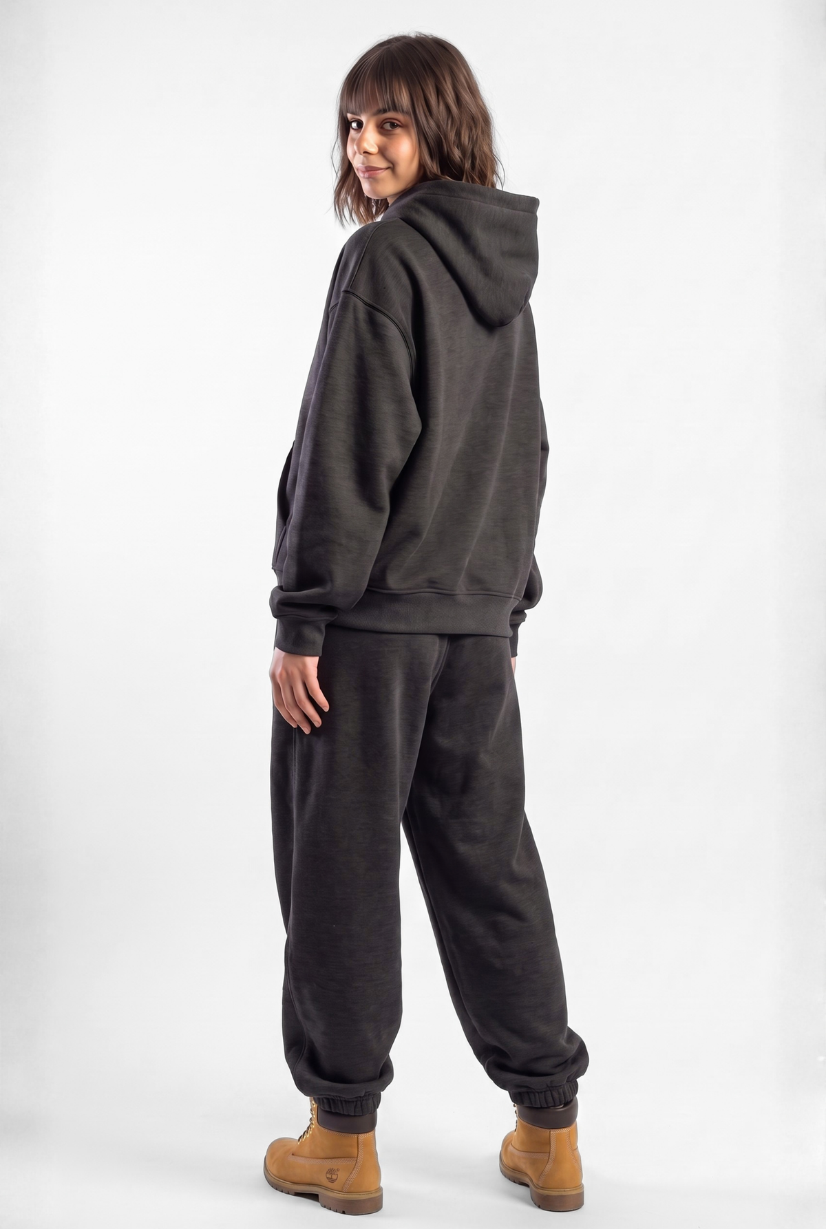 Basics Unisex Stone Grey Tracksuit Oversize Hoodie & Closed Bottom Sweatpants