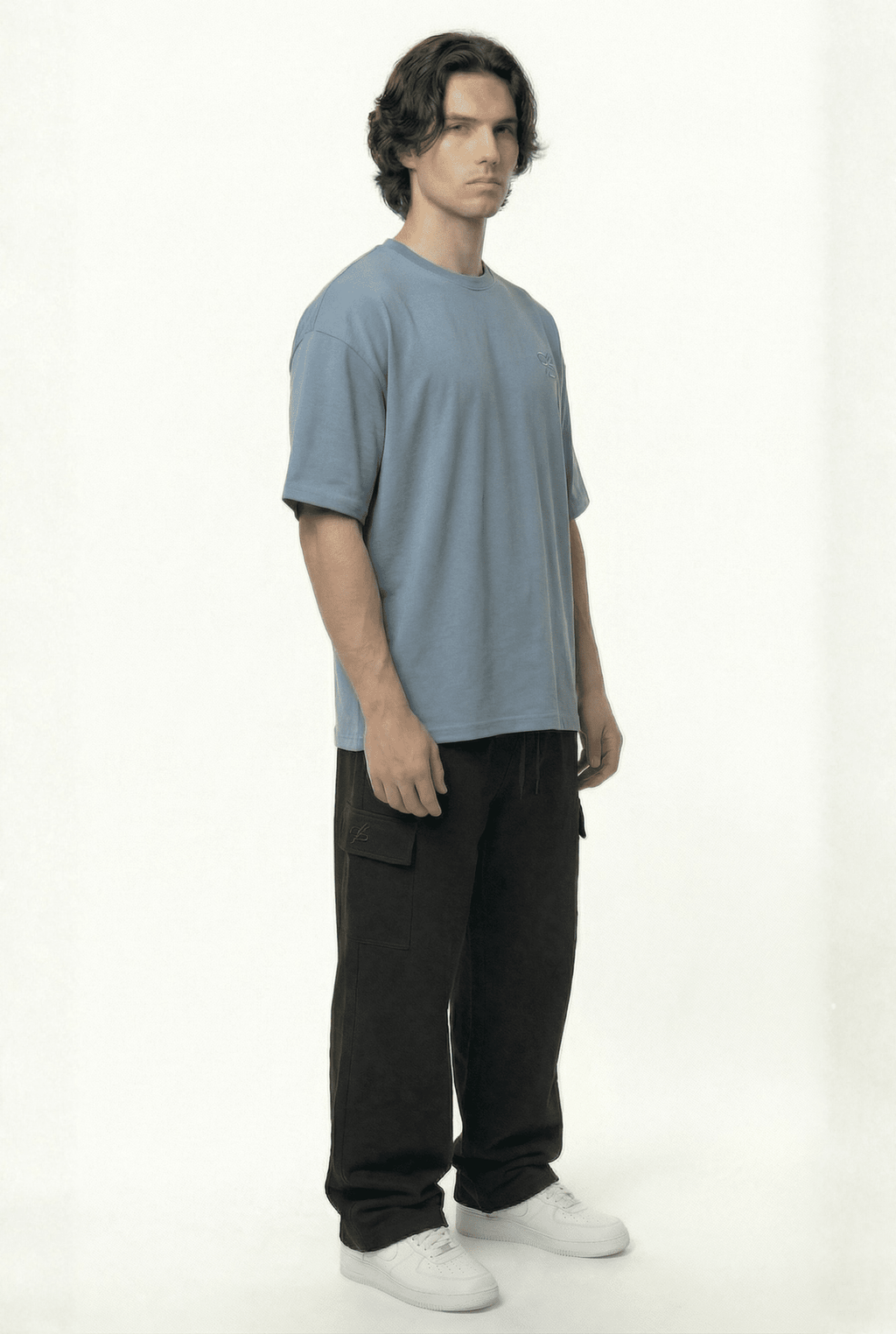 Basic Sliver Oversize T-Shirt & Baggy Cargo Pants Set