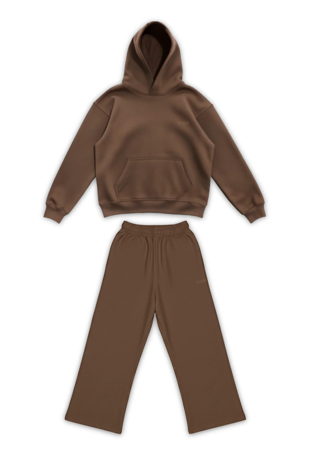 Basics Unisex Brown Tracksuit Oversize Hoodie & Baggy Sweatpants V1