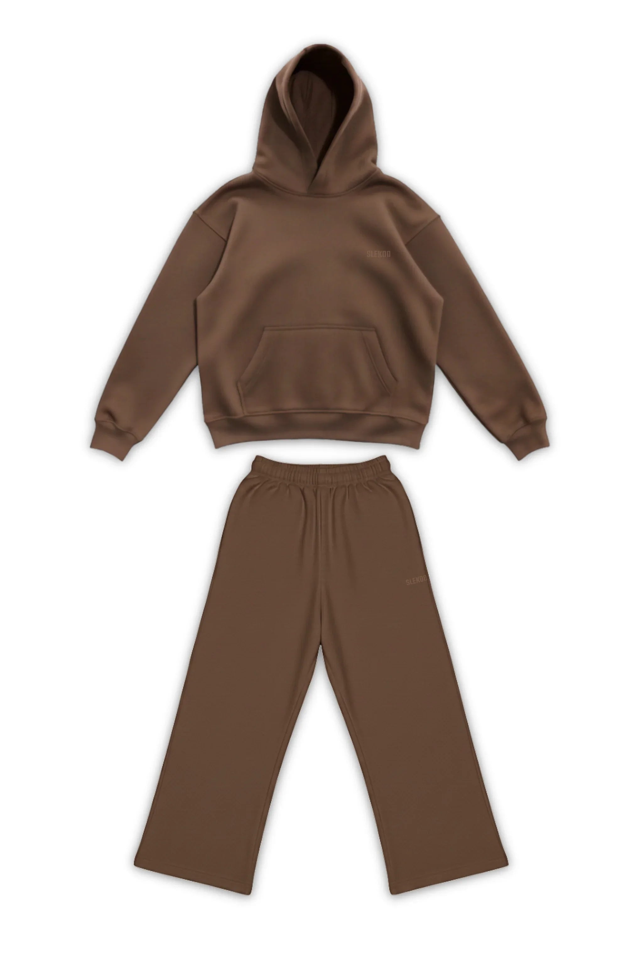 Basics Unisex Brown Tracksuit Oversize Hoodie & Baggy Sweatpants V1