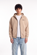 Unisex Beige Oversize 2 Way Zipper Hoodie