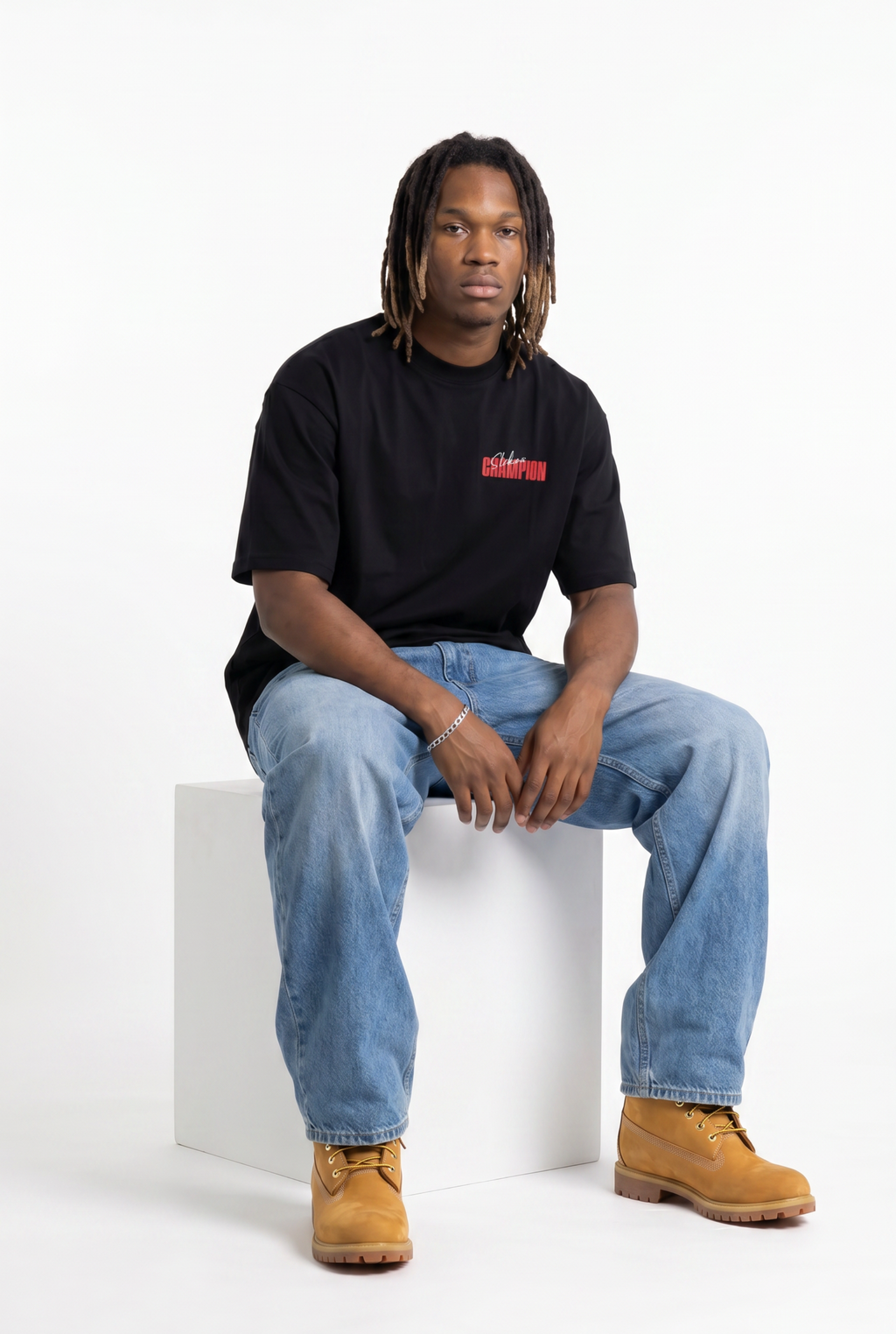 Slekoo Champion Black Unisex Oversize T-Shirt