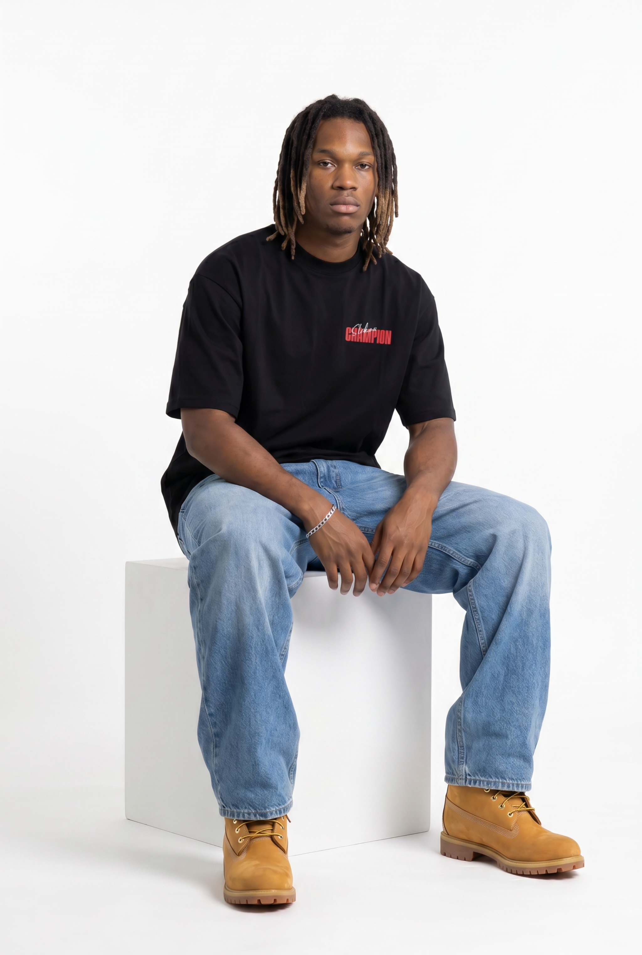 Slekoo Champion Black Unisex Oversize T-Shirt