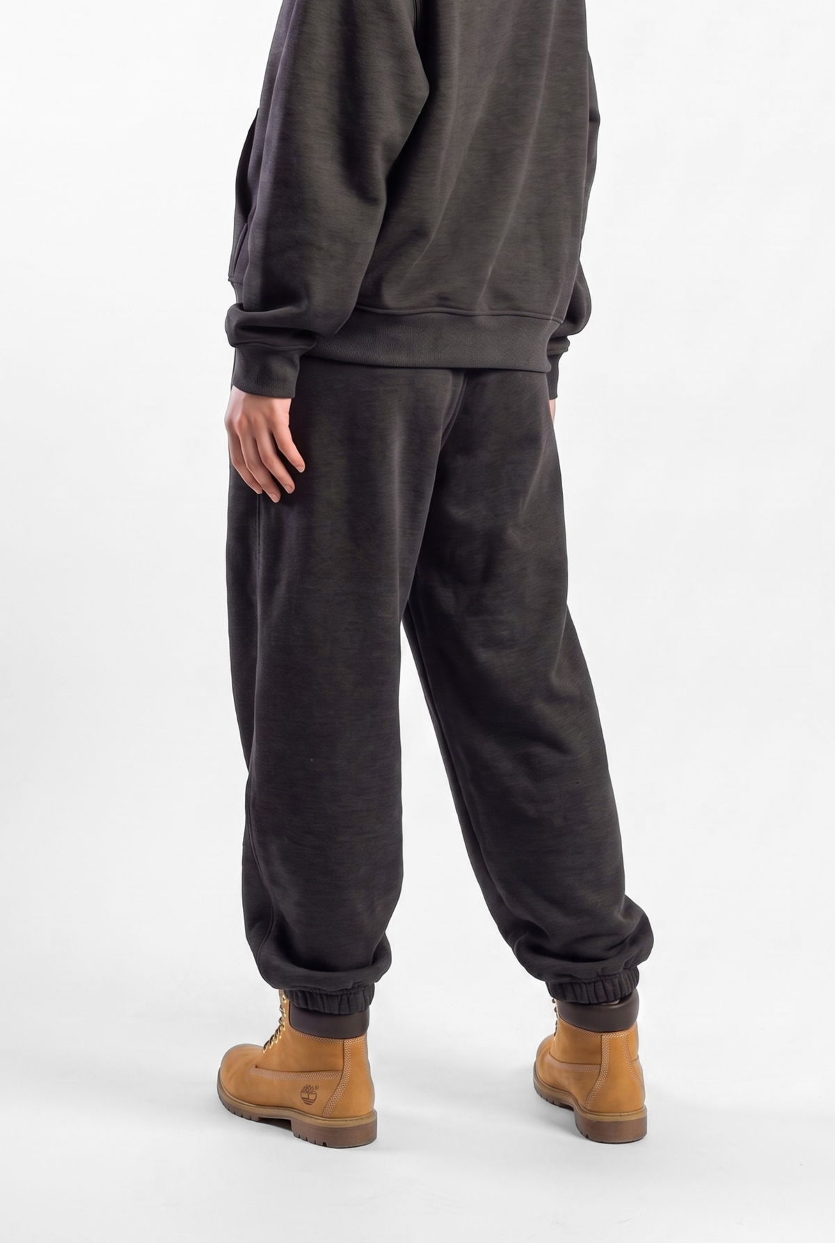 Basics Unisex Stone Grey Tracksuit Oversize Hoodie & Closed Bottom Sweatpants