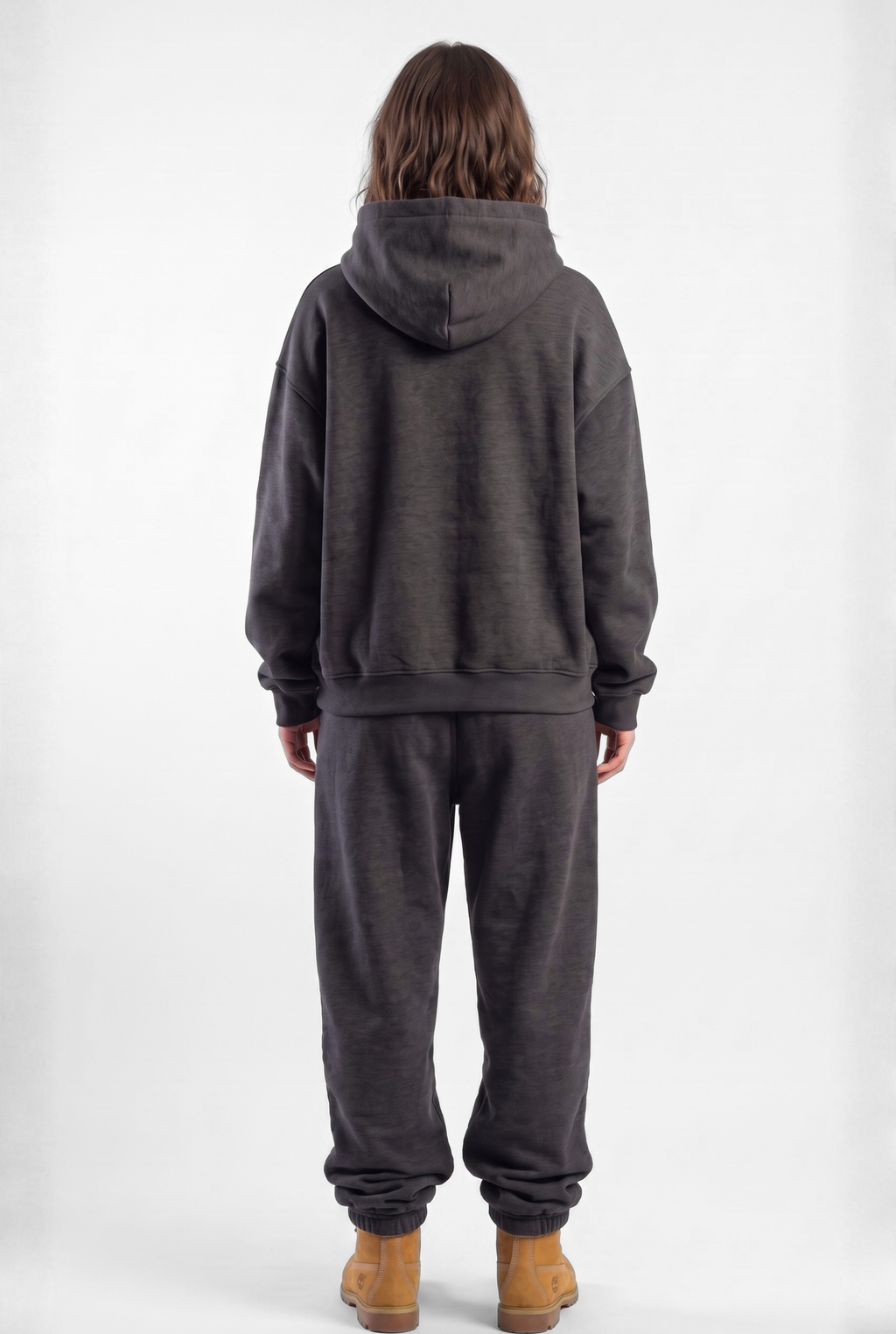 Basics Unisex Stone Grey Tracksuit Oversize Hoodie & Closed Bottom Sweatpants