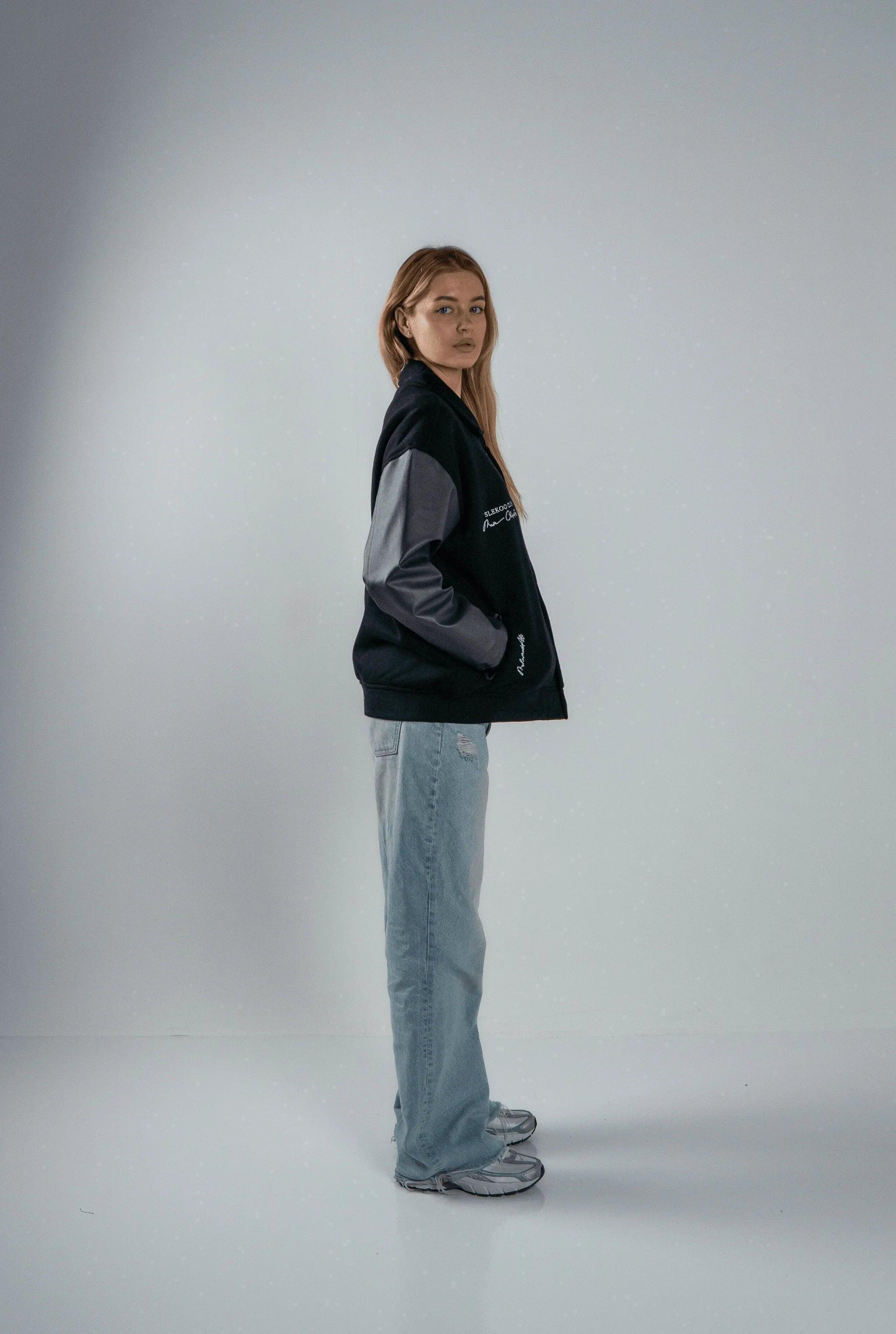 Unisex Slekoo Black Varsity Jacket