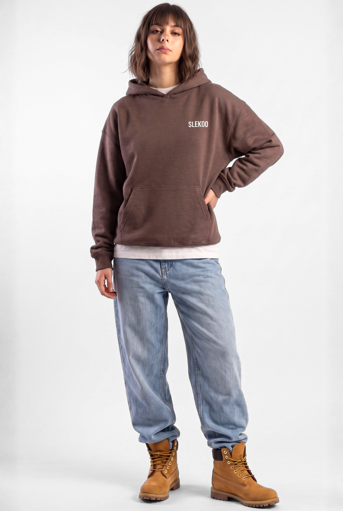 Unisex Brown Oversize Slekoo Hoodie