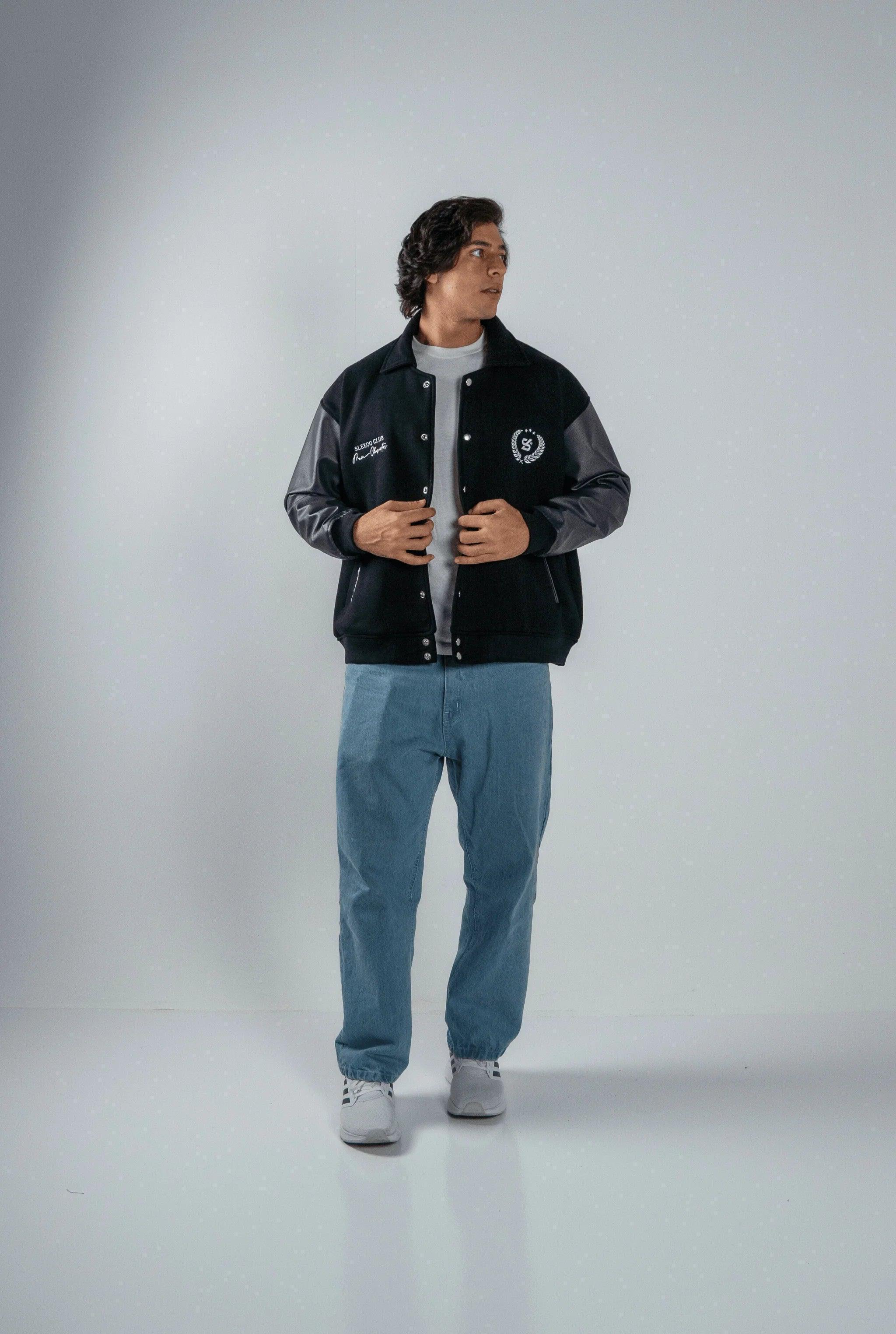 Unisex Slekoo Black Varsity Jacket