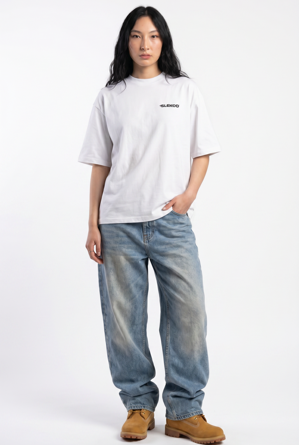 Slekoo Flame White Unisex Oversize T-Shirt