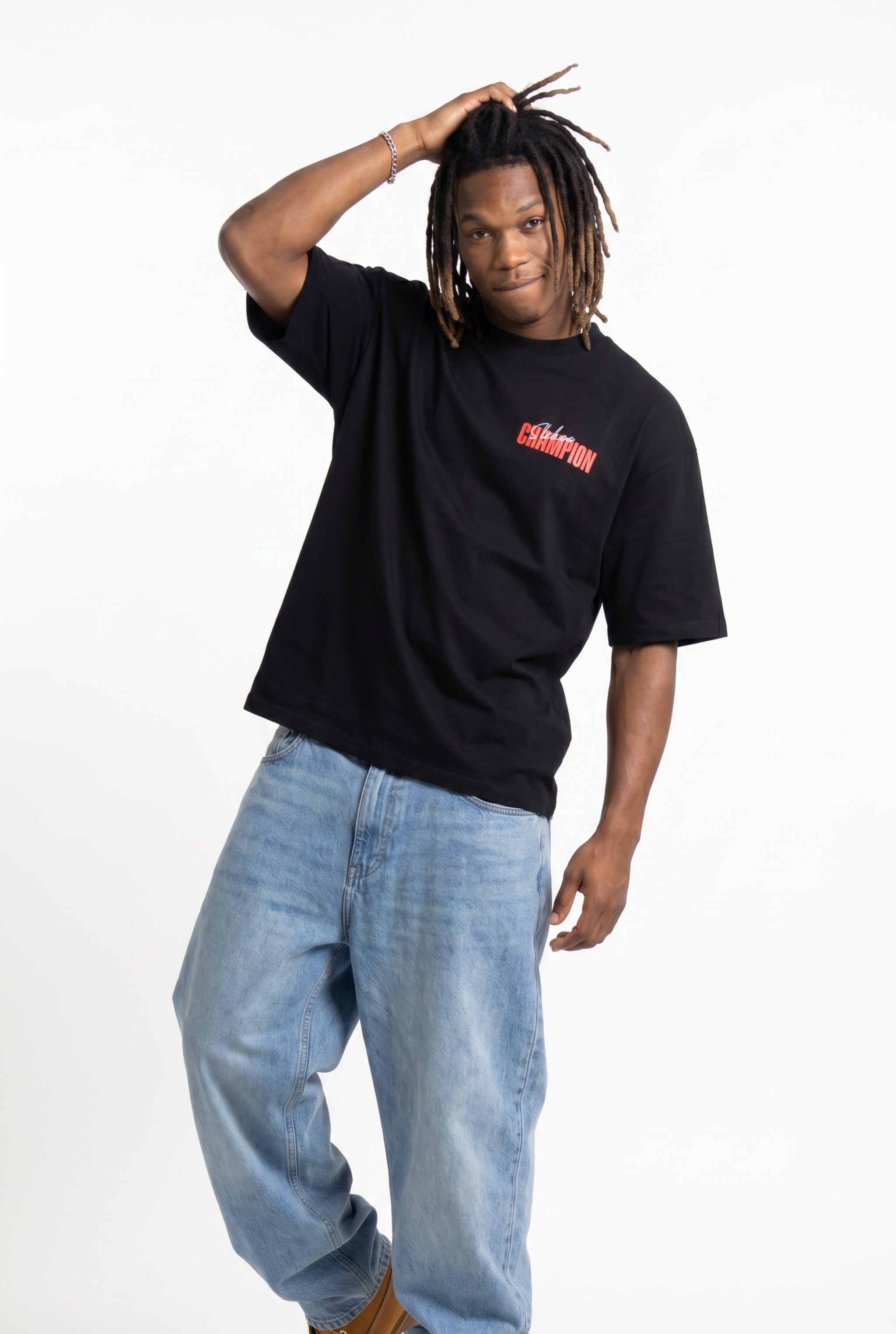 Slekoo Champion Black Unisex Oversize T-Shirt