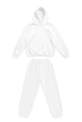 Basics Unisex White Tracksuit Oversize Hoodie & Closed Bottom Sweatpants V1