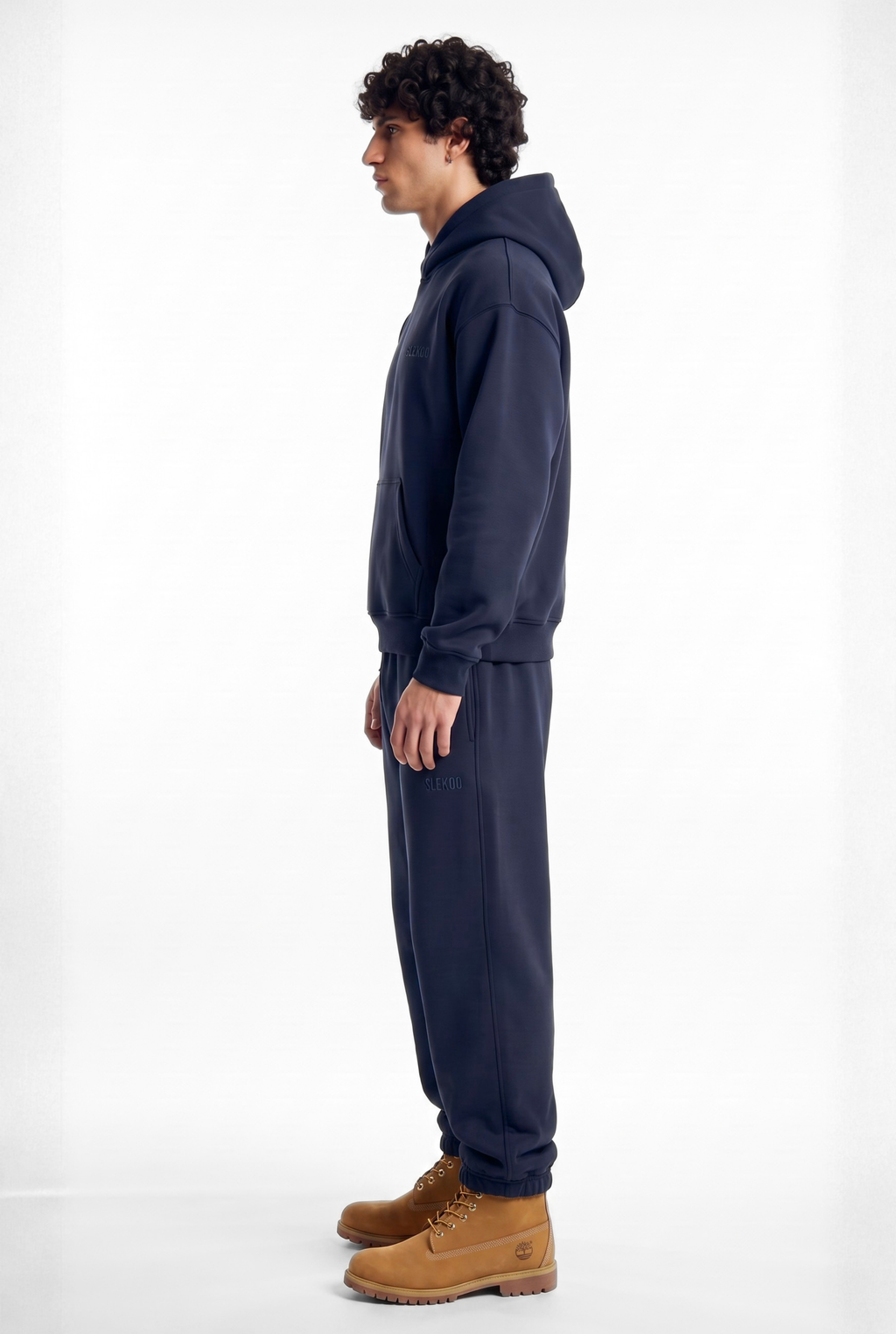 Basics Unisex Dark Navy Tracksuit Oversize Hoodie & Closed Bottom Sweatpants