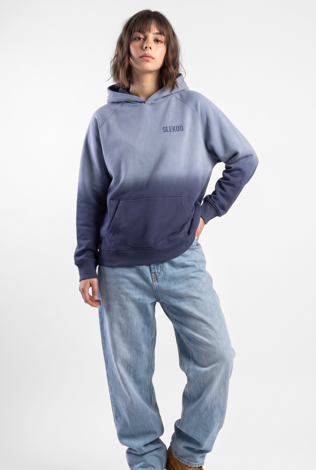 Unisex Faded Washed Oversize Hoodie Dark Navy Blue Edition