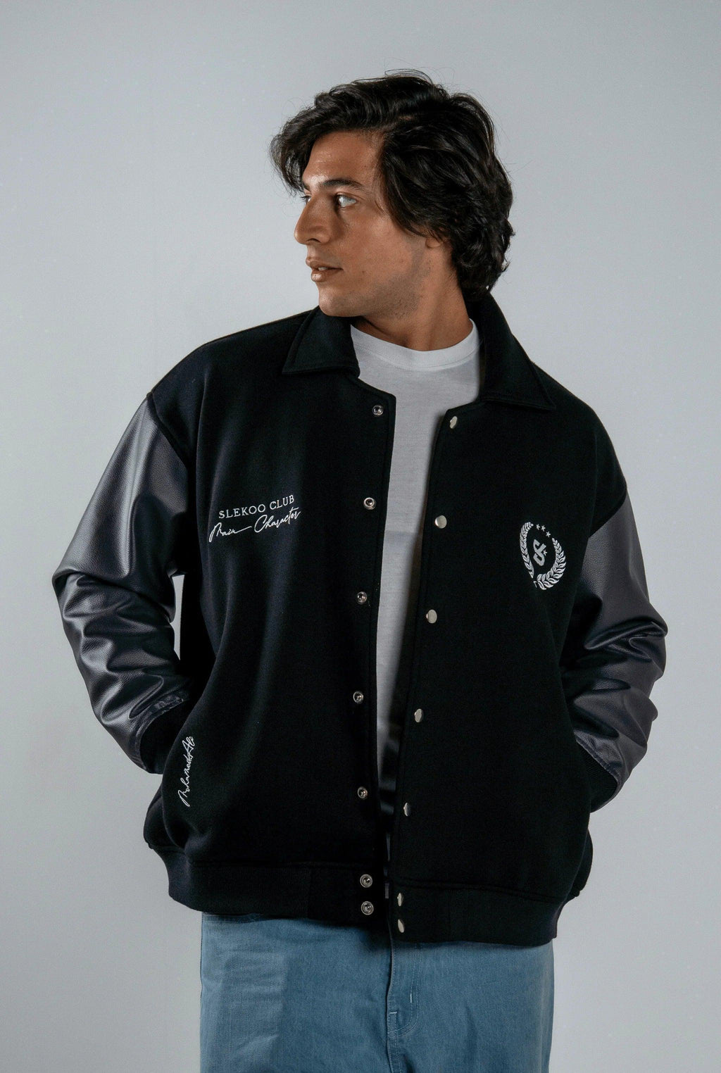 Unisex Slekoo Black Varsity Jacket