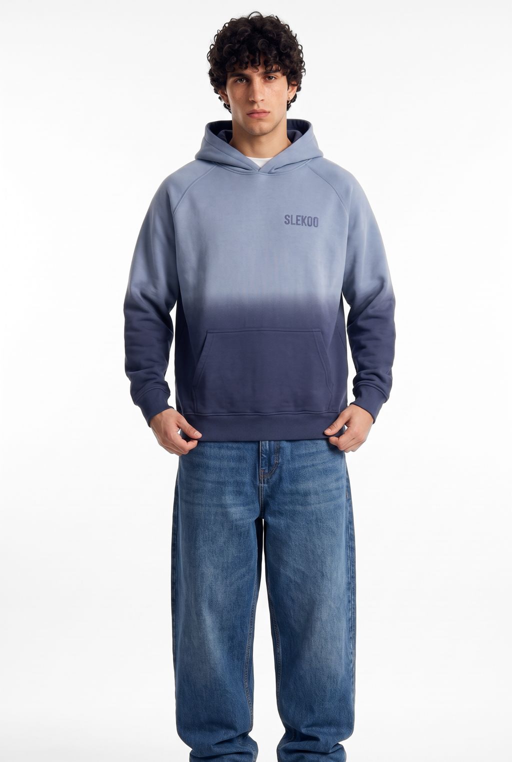 Unisex Faded Washed Oversize Hoodie Dark Navy Blue Edition