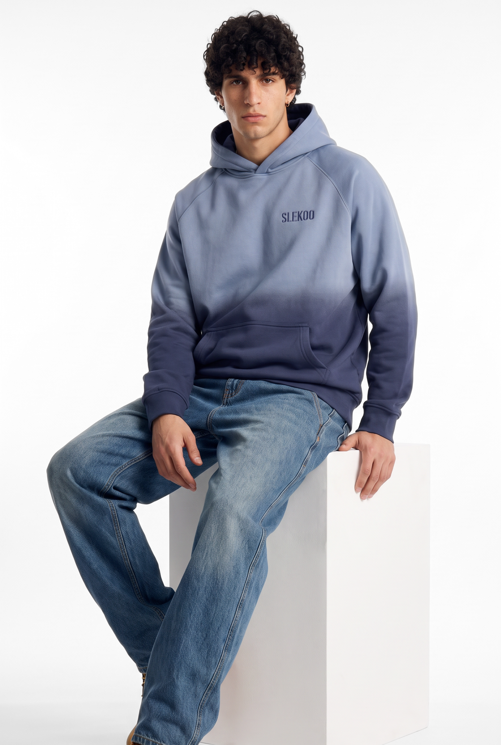 Unisex Faded Washed Oversize Hoodie Dark Navy Blue Edition