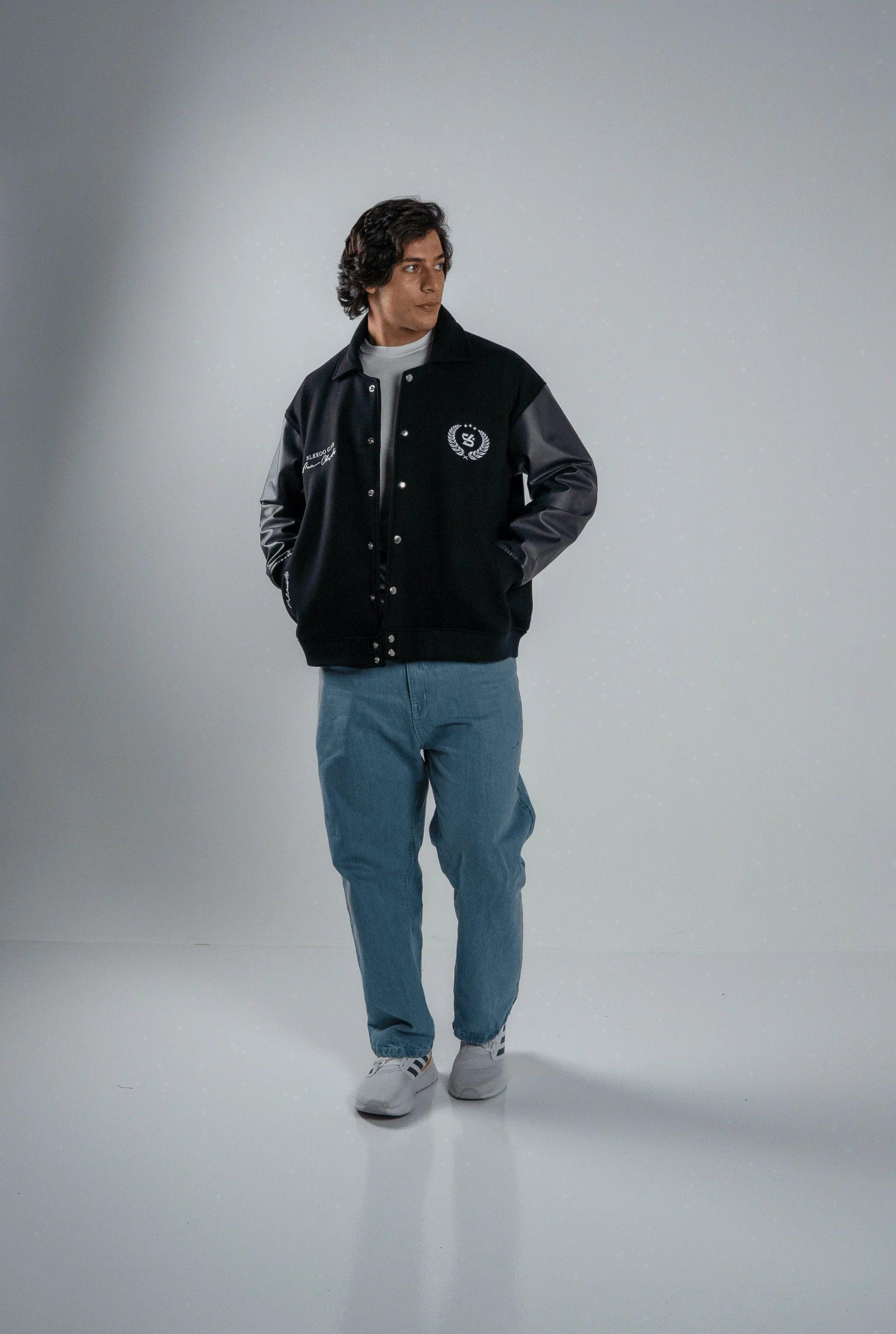 Unisex Slekoo Black Varsity Jacket