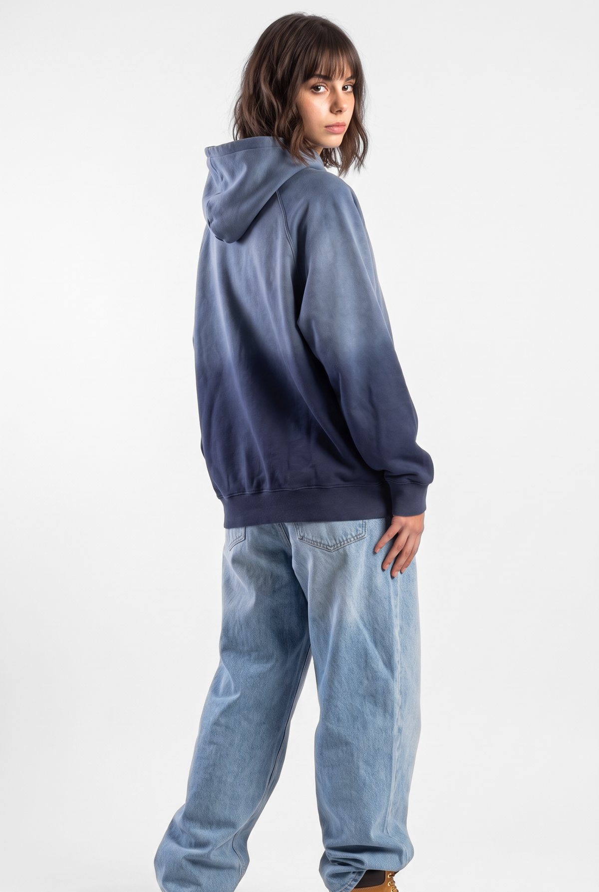 Unisex Faded Washed Oversize Hoodie Dark Navy Blue Edition