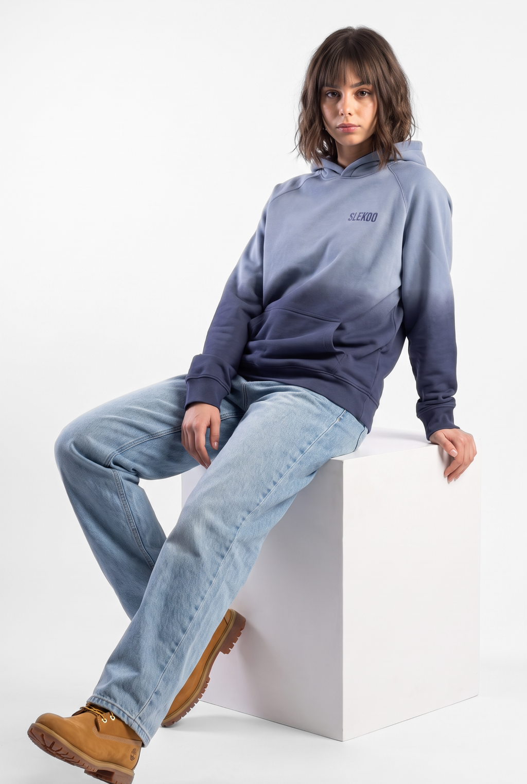 Unisex Faded Washed Oversize Hoodie Dark Navy Blue Edition