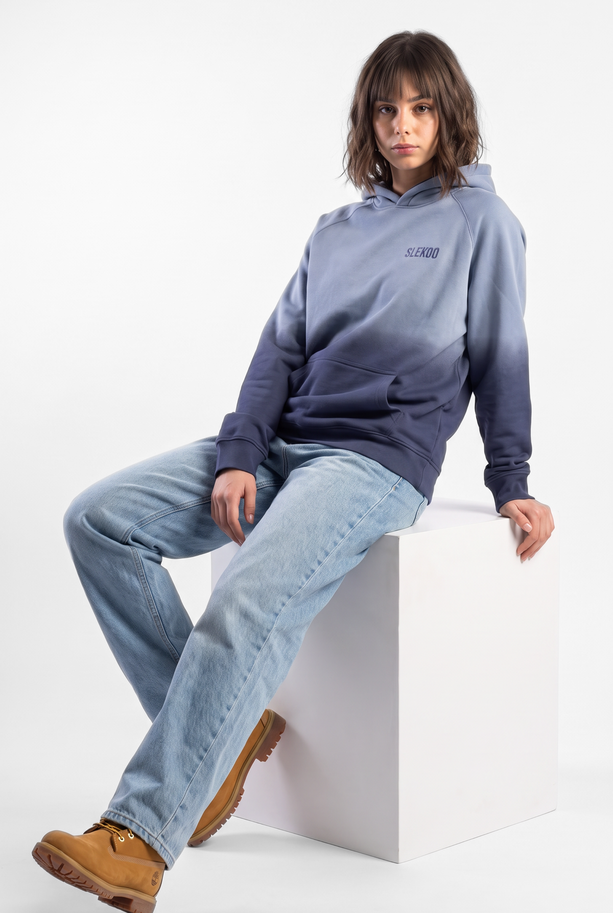 Unisex Faded Washed Oversize Hoodie Dark Navy Blue Edition