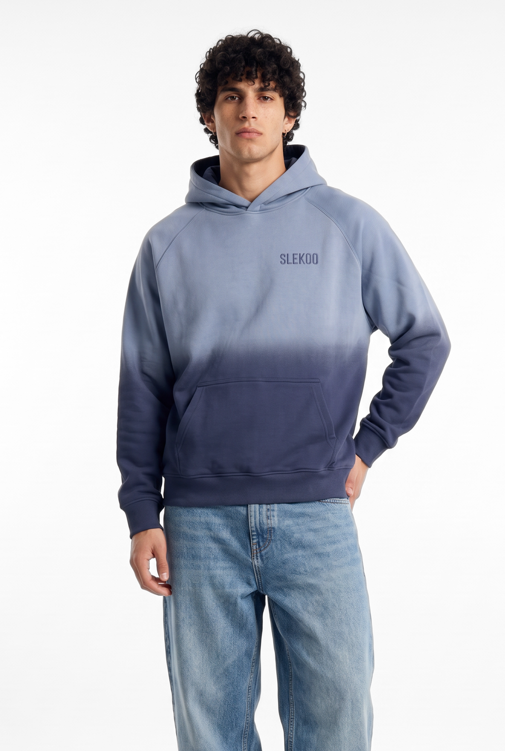 Unisex Faded Washed Oversize Hoodie Dark Navy Blue Edition
