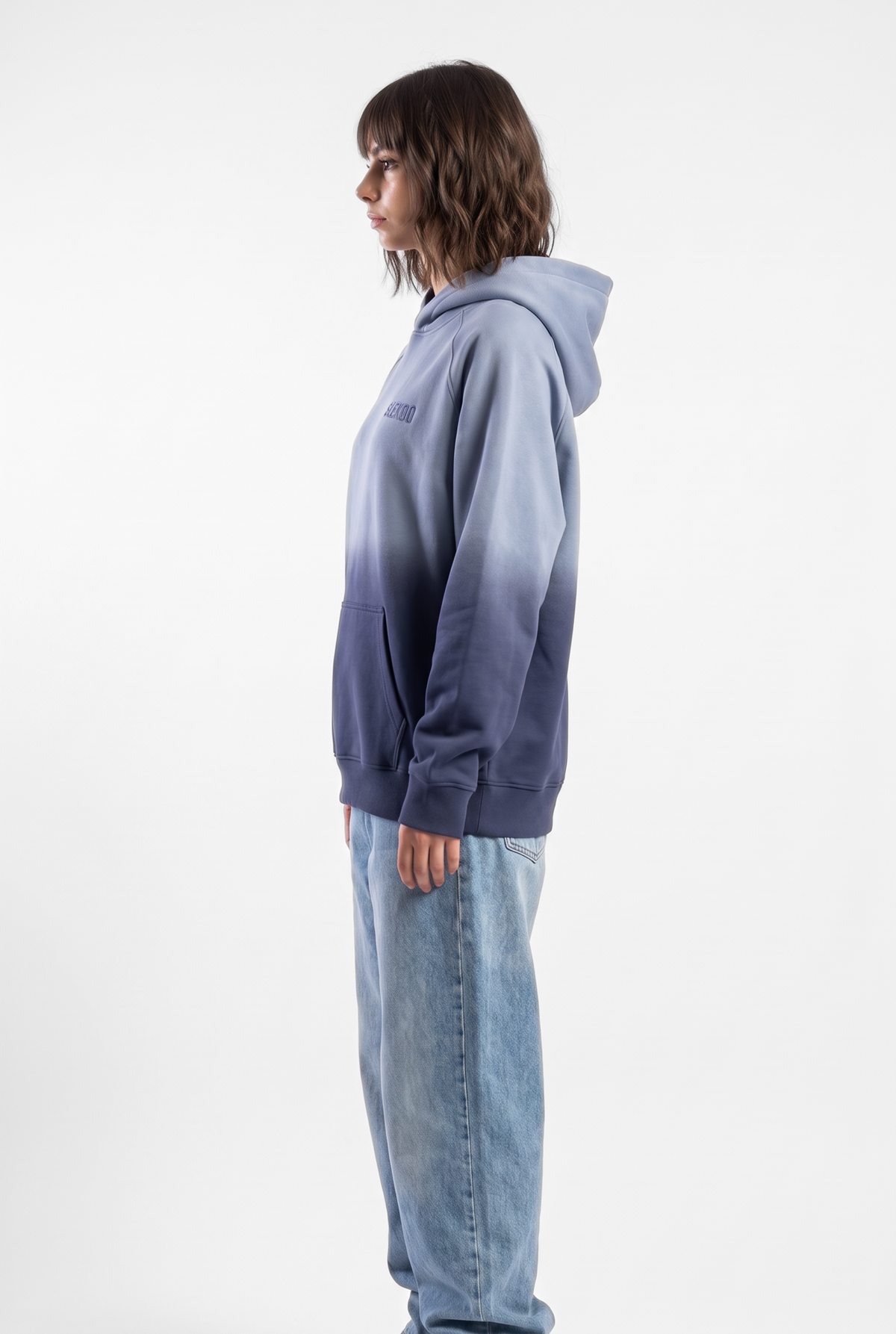 Unisex Faded Washed Oversize Hoodie Dark Navy Blue Edition