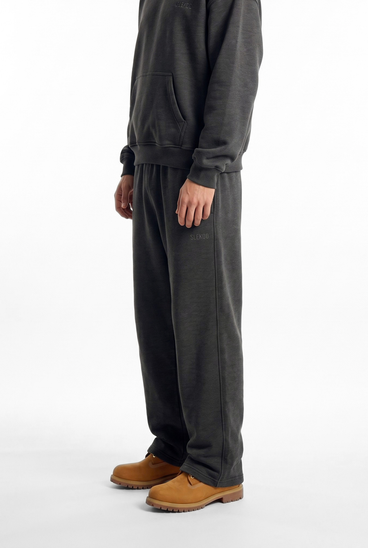 Basics Unisex Stone Grey Tracksuit Oversize Hoodie & Baggy Sweatpants