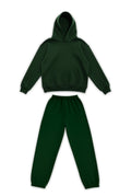 Basics Unisex Deep Green Tracksuit Oversize Hoodie & Closed Bottom Sweatpants V1